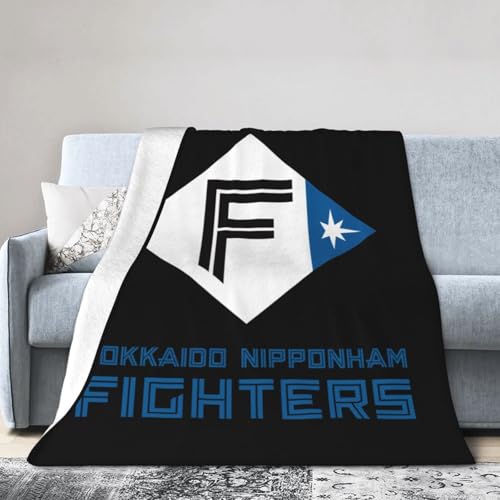 北海道日本ハムファイターズ ブランケット 毛布 ひざ掛け フランネル毛布 マイクロファイバー ふわふわ 軽量 暖かい 四季適用 洗える 薄手 オフィス 旅行 出張 車内 キャンプ 冷房対策 100×125cm