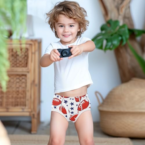 Wusikd American Football Boys' Underwear Cotton Red White Boys Briefs Soft Toddler Underwear 2T 6