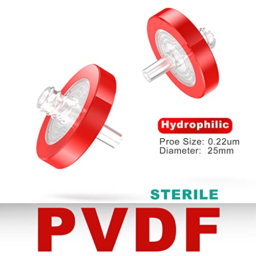 Image of Sterile Syringe Filter PVDF Hydrophilic Filtration 0.22um Pore Size,25mm Membrane Diameter Individually Packed 10 /pk by Biomed Solutions