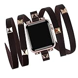 Vikoros Hip Hop Leather Bead Bracelet Compatible with Apple Watch Bands 38mm 40m iwatch Series SE 6...