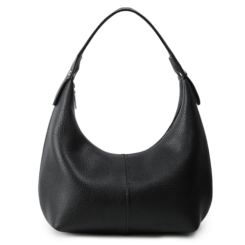 fannos Kleine Handtasche Damen - Handtasche Damen Klein | Abnehmbare Kette und Schulterriemen | PU-Leder, Schwarz, Tägliche Nutzung(26x7x15cm)