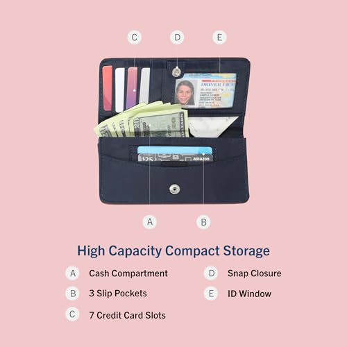 Nautica Seaside Slim Womens Wallet RFID Blocking Credit Card Holder, Coin Purse, Checkbook Organizer Clutch, Small Vegan Leather Wallet for Travel, Earth4