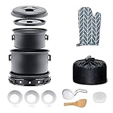 urbenfit 13Pcs Camping Cookware Set, Camping Pots and Pans with Lid, Bowl, Wooden Spatula, Spoon,...