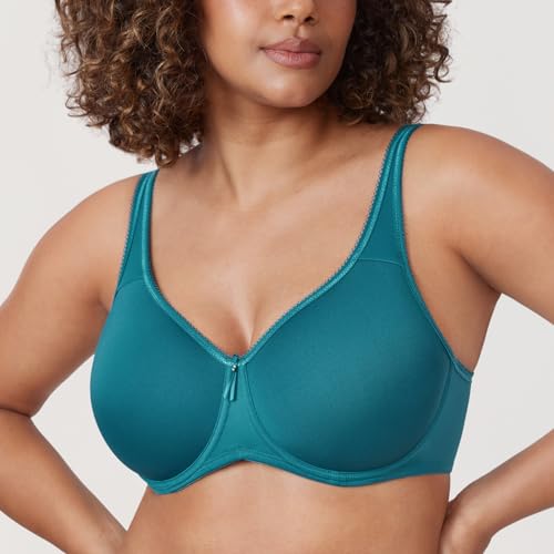Image of DELIMIRA Women's Seamless Tshirt Bras Plus Size Full Coverage Underwire Lightly Lined Bra Up to F