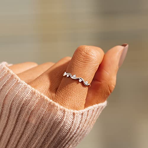 STORYJEWELLERY 925 Sterling Silver Rings, Stackable Wave Rings for Women, Fashion Midi & Pinky Ring, Unique Gifts for Her4