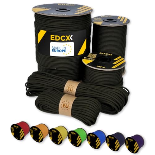 EdcX Paracord 4 mm, 20+ Couleurs Militaires (15 m, 30 m, 50 m, 10...