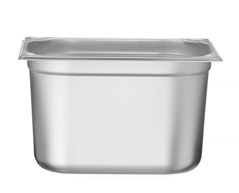HENDI Recipiente Gastronorm GN 1/2, Kitchen Line, resistencia térmica -40 °C a 250 °C, apto para horno y baño maría, 12,5L, 325x265x(H) 200mm, acero inoxidable
