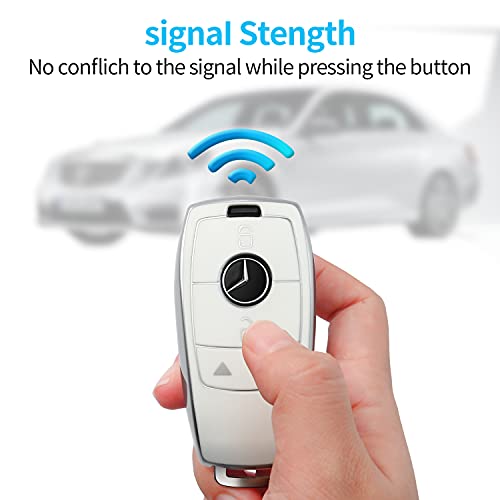 Autophone Compatible With Mercedes Benz Key Fob Cover With Keychain,Soft Tpu 360 Degree Protection Key Case For 2019-2021 A-Class C-Class G-Class 2017-2020 E-Class S-Class (White) #TOP4