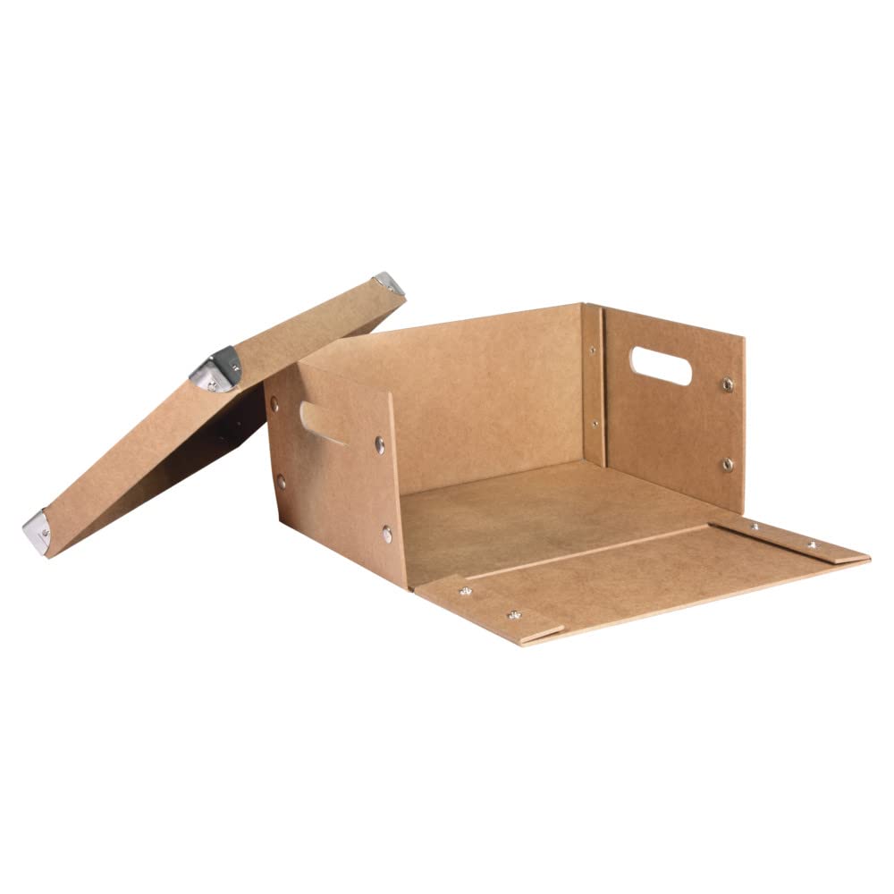 Rayher 67257000 Foldable Storage Box, Organiser with Lid for craft supplies, hobby, home and office, Paper Mache, 32.5x25x16cm