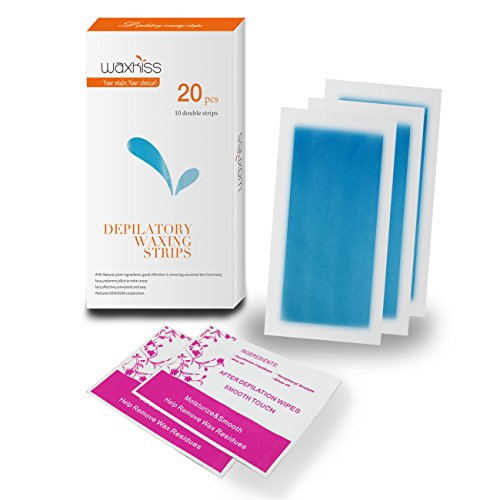 Ready To Use,Body Cold Wax Strips for Hair Removal Women Men Legs and Armpit,20 Count (10 Double-sided) Home Waxing Strips