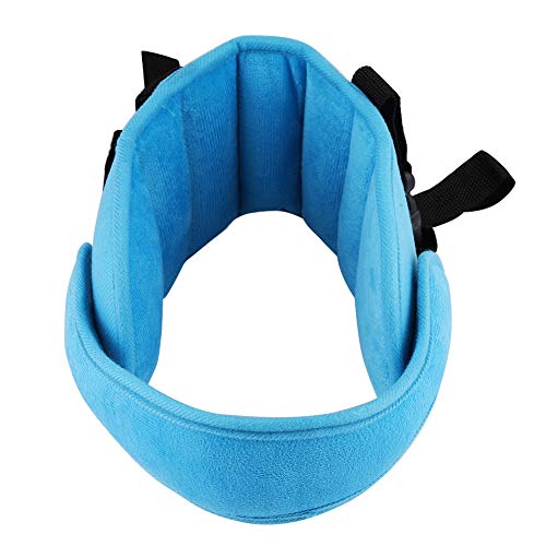 Almohada de coche para bebé, asientos de coche, reposacabezas de seguridad, almohada para dormir, almohadilla de apoyo para la cabeza, banda de fijación para niños, bebés(Azul)