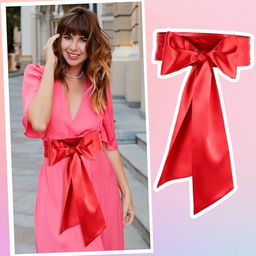 Molain Wedding Satin Sash Belt Women Dress Sash Bridal Belt Waist Belts for Party Special Occasion 3.7'' Wide Double Side2