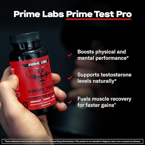 Image of Prime Labs Prime Test Pro - Testosterone Supplement for Men - Test, Vitality, & Energy Booster - with Ashwagandha, PrimaVie Shilajit Extract, & DIM - 60 Capsules