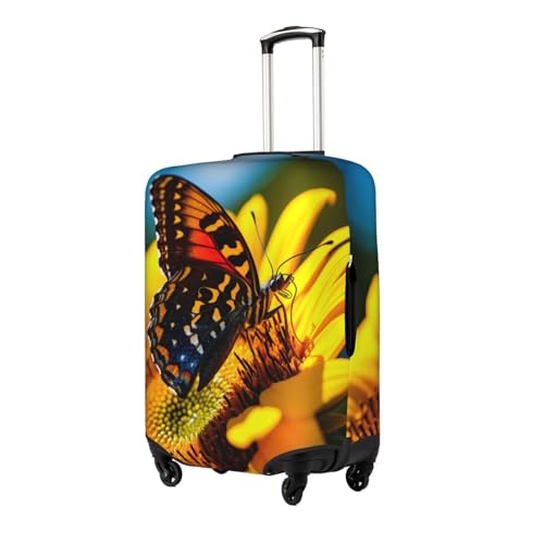 Butterfly Foraging Print Travel Elastic Suitcase Luggage Baggage Cover Protector, Washable And Anti-Scratch2