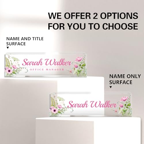 Image of Name Plate for Desk, Desk Name Plate Personalized, Office Decor for Women Men, Acrylic Desktop Accessories, Office Appreciation Gifts for Boss Social Workers Nurse Teacher Employee (Pink /Cyan)