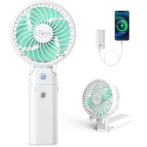 ハンディファン 携帯扇風機 強力【20dB静音・強力送風・5200mAhモバイルバッテリー】 手持ち扇風機 静音 ハンディ扇風機小型 USB扇風機 Type-C 最大35時間動作 6段階風量調節 折りたたみ 手持ち クリップ 首掛け 卓上 おしゃれ 熱中症対策 暑さ対策 アウトドア キャンプ プレゼント ギフト ウルハーバースタイル PSE認証済 【国内ブランド】