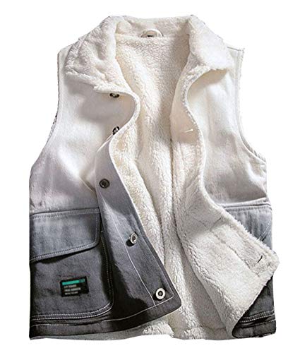KEDERA Men's Sherpa Lined Denim Vest Classic Button Down Rugged Trucker Jackets