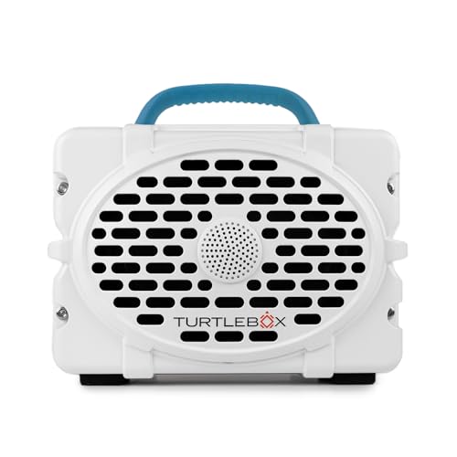 Image of Turtlebox Original Gen 3: Portable Outdoor Bluetooth Speaker - Ultra-Loud (120dB), Waterproof (IP67), Rugged, Impact-Resistant, 3-Day Battery | Party Mode Unlimited Pairing Stereo, White /Electric Blue