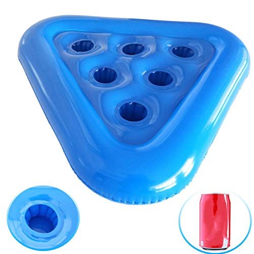 BESPORTBLE Suporte inflável para bebidas com 6 buracos, triangular, porta-copos flutuantes para pisc