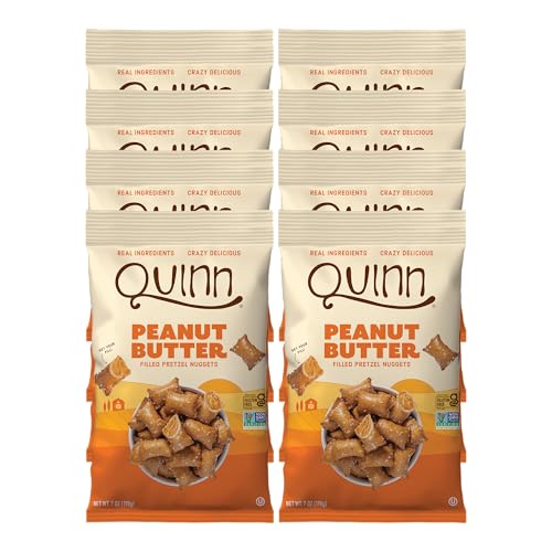 Quinn Gluten Free Peanut Butter Filled Pretzel Nuggets - Made with Real Ingredients, Whole Grain Sorghum, Sea Salt, Vegan, Dairy Free, Non-GMO - 7 Oz (Pack of 8)