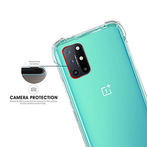 Image of TheGiftKart Crystal Clear Back Cover Case for OnePlus 8T | Raised Bumps for Camera & Screen Protection | Ultra Clear Soft Silicone Back Cover Case for OnePlus 8T (TPU, Transparent)