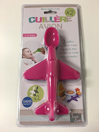Lot de Deux Cuillères Avion -Couleur : ROSE