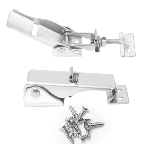 ITROLLE 2PCS Adjustable Latch Buckle Toggle Catch Lock Clamp Heavy Duty Stainless Steel Spring Loaded Draw Latch Compression Spring Lock with screws