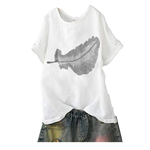 Camisetas Mujer Tallas Grandes Verano Manga Corta Suelto Camisas Cuello Redondo Estampado Ropa Mujer Casual Cover