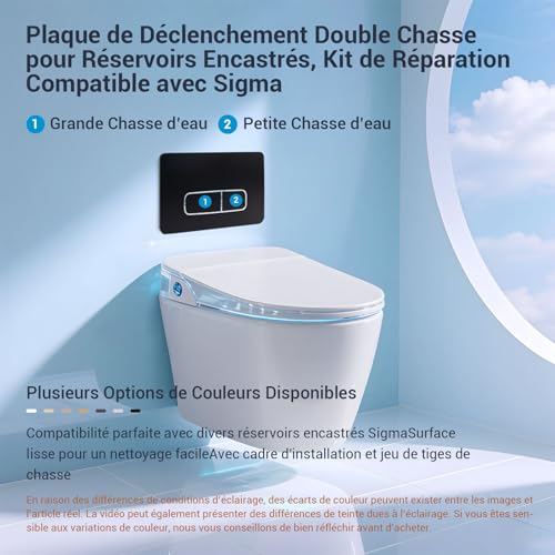 Plaque WC compatible Geberit Sigma noire pour réparer mécanisme double chasse - 3