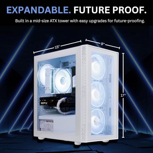 Image of NOVATECH Phantom - Prebuilt Gaming PC Desktop Computer - Core Xeon i7 3.5GHz - RX580-16GB RAM - 512GB M.2 SSD WiFi /BT, Win 11 - Gaming Computer Tower - Pre Built PC Gaming - 1 Year Warranty (White)