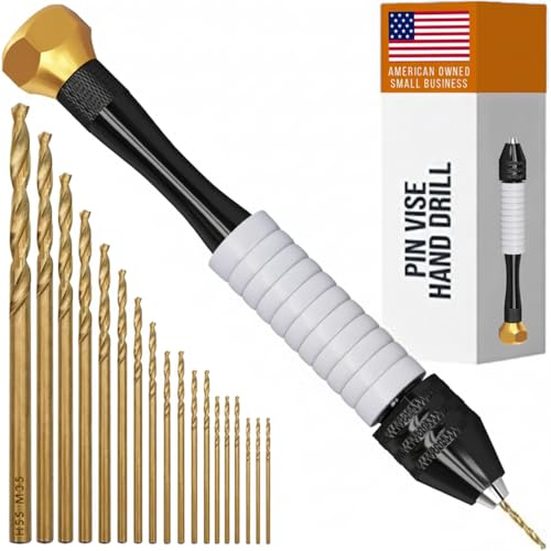 CRAFT911 Pin Vise Hand Drill Manual - Jewelry w/Micro Drill Bits (0.8mm-2.5mm) - Rotary Craft Drill for Jewelry Making, Resin, Wood, Plastic, Miniature, Beads, Clay Etc
