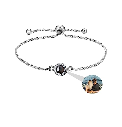 Pulsera con Foto Personalizada Pulsera Foto Proyeccion Pulsera con Imagen Dentro Regalo de Cumpleaños Regalo para Mujeres, Hombres, Parejas, Amigos