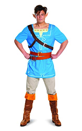 Disguise Link Men, Official Zelda Costume Tunic and Ears Outfit from Breath of The Wild, Multicolored, Large (42-46)