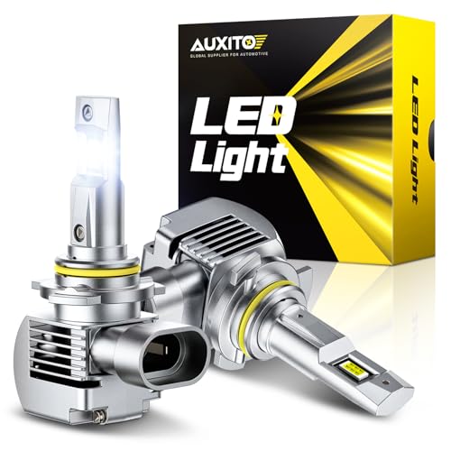Image of AUXITO 9012 Bulbs, 80000LM 6500K Cool White, Single-Fan Active Cooling, 1:1 Halogen Fit, Dual+Side Chips for Blind-Zone Fill & Balanced High Beam, Plug and Play CANbus Ready No Flicker, Pack of 2