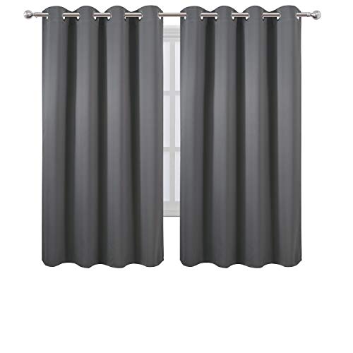 Image of LEMOMO Grey Bedroom Blackout Curtains /52 x 63 Inch Long /Set of 2 Curtain Panels /Thermal Insulated Room Darkening Curtains for Bedroom