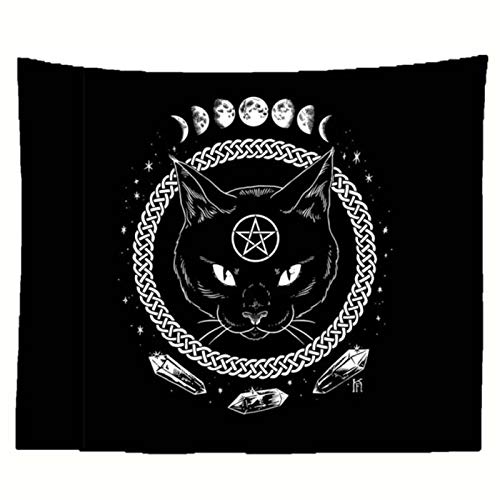 JHWSX Tapiz, Tapiz de Brujería de Gato Tapices de Pared Tapices Adivinación Misteriosa Baphomet Oculto Hogar Pared Negro Decoración Fresca (Size : 150x130cm) Cover