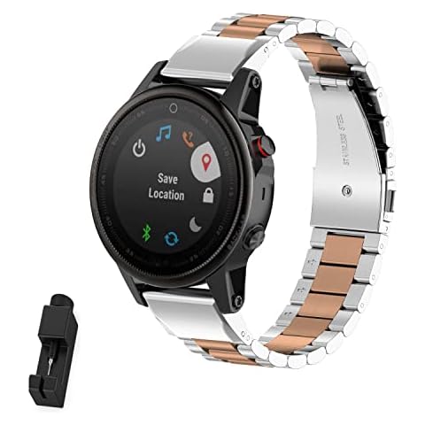 Gheper Metal Bracelet Compatible with Garmin Fenix 7S/5S/Fenix 6S Quick Easy Fit Stainless Steel Bracelet Replacement for Fenix 7S/6S Pro/Sapphire & Fenix 5S/Fenix 5S Plus, No metal Cover