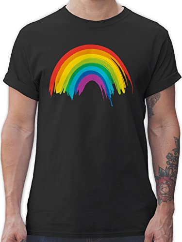 T-Shirt Herren - Kleidung Pride Flag - Regenbogen LGBT & LGBTQ - M - Schwarz - Gay Tshirt CSD Rainbow Coole-Fun-t-Shirts Lesbian Christopher Street Day tishrt Man lqbtq Shirt lgbtqia Shirts Queer