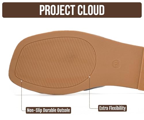 Image of Project Cloud 100% Genuine Leather Sandals for Women 2026 - Fashion Flat Womens Sandals with Memory Foam Insole Slides Sandals Women Footwear - Mules Women's Sandals (Jannel)