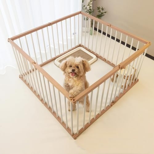 Bxzzuisぺットサークル 犬 ペットケージ 犬 フェンス 小型犬 中型犬 自由にレイアウト 組み立て簡単 ロータイプ 屋外 室内用 ペットフェンス (高さ50cm-93*93cm(8枚),ブラウン)