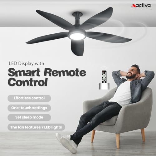 Image of ACTIVA BLDC Ceiling Fan 1200mm Aero Five With Remote Control | 5 Blade ABS Body | BEE 5 Star Rated 28W Energy Saving | High Speed Air Delivery, Reversible Mode, Timer | 5 Year Warranty | Pearl Grey