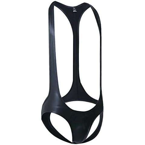 YUFEIDA Men's Jockstrap Leotard Underwear Jumpsuits Wrestling Singlet Bodysuit Black Cover