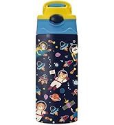 CGMIBAS Space Water Bottle for Teens 12oz Stainless Steel Tumbler with Straw, Insulated Leak-proo...
