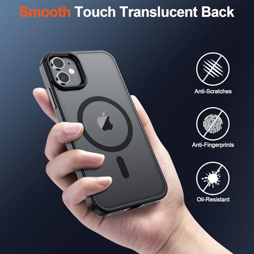 Supfine Magnetic For Iphone 11 Phone Case [Compatible With Magsafe] [10 Ft Military Grade Drop Protection] Slim Translucent Matte Shockproof With Anti-Fingerprint Phone Case,Matte Black thumb #5