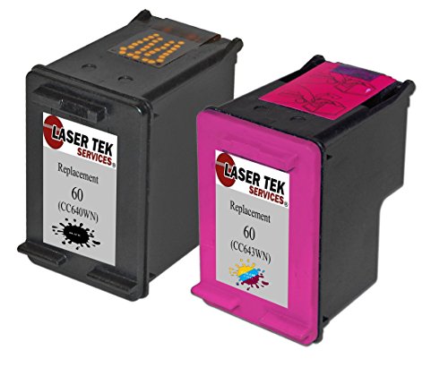 Laser Tek Services Compatible Ink Cartridge Replacement for HP 60 CC640WN CC643WN (Black, Tri-Color, 2-Pack)