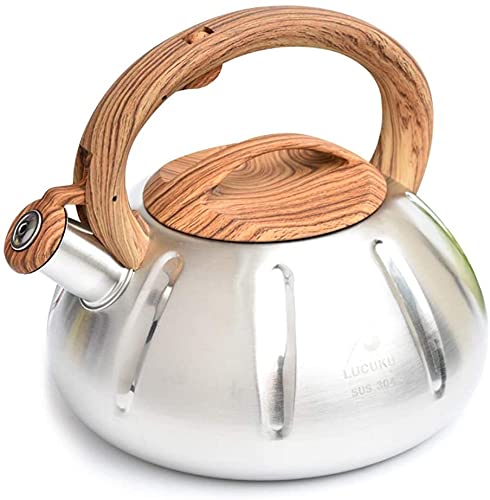 stove top kettle Camping Kettle Stovetop Kettles Stovetop Whistling Kettle, Wooden Handle,Suitable For All Stoves