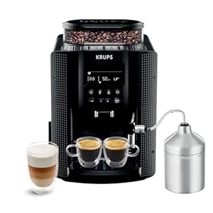 Krups Essential Kaffeevollautomat mit Milchschlauch, 2-Tassen-Funktion, LCD-Display, Einfache Reinigung, Kaffeemaschine, TÜV-Siegel, Schwarz, EA816031