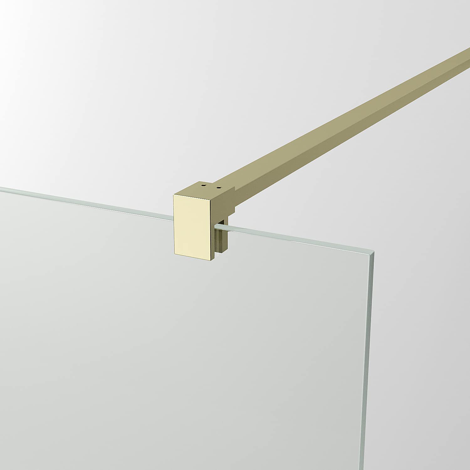 Wandanschlussprofil Wandprofil für Dusche Duschwand Glas U-Profil aus Aluminium mit Stabilisationsstange Stabilisierungsstange Duschkabine Stabilisator Aluminium Gebürstetes Gold für Glasstärke 8 mm