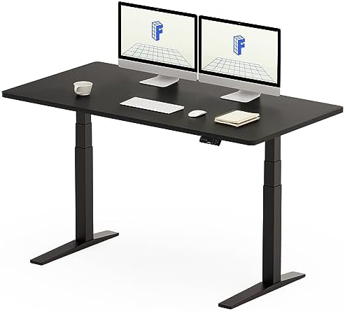 （09:00時点） FLEXISPOT 昇降デスク E7H パソコンデスク スタンディングデスク 電動 メーカー5年保証 無段階高さ調節 耐荷重160kg デュアル静音モーター搭載 人間工学 メモリー機能付き USB機能付き 配線整理 (足（黒）, 天板（ブラック）)