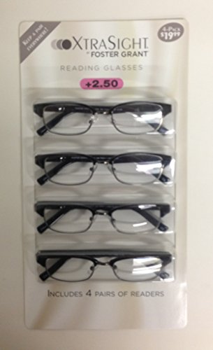 4 Foster Grant Stylish Rob +2.50 Reading Glasses Msrp $19.99 #76850
